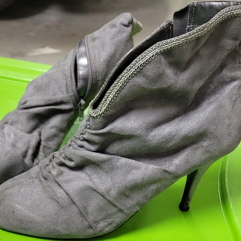 Grey heel booties